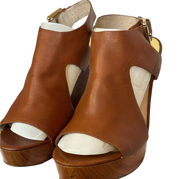 Michael Kors Brown leather Wood Wedges - Picture 2 of 11